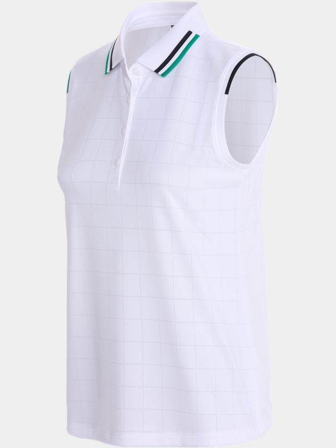 Valiente Jaquard-Struktur ohne Arm Polo weiß