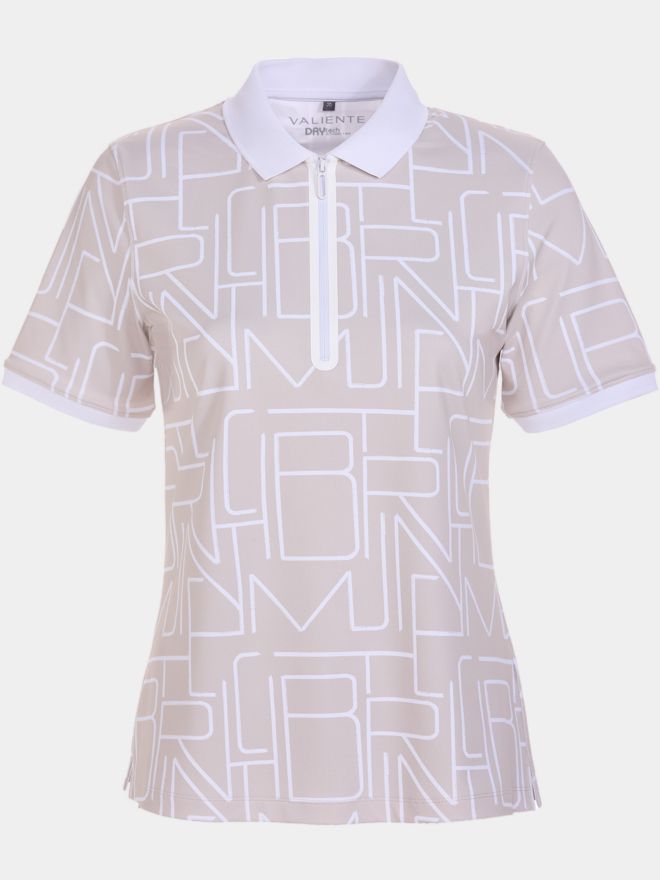 Valiente Druck Pique Halbarm Polo sand