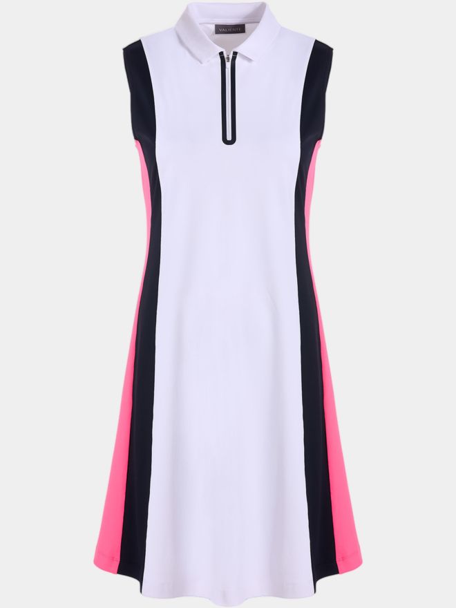 Valiente Pique Colourblock ohne Arm Kleid weiß