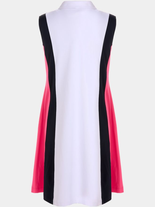 Valiente Pique Colourblock ohne Arm Kleid weiß