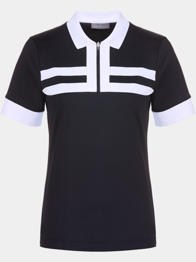 Valiente Funktions Pique laenger Halbarm Polo schwarz