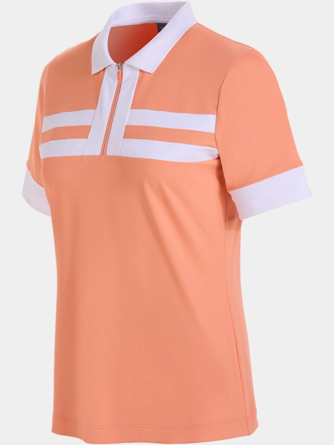 Valiente Funktions Pique laenger Halbarm Polo koralle