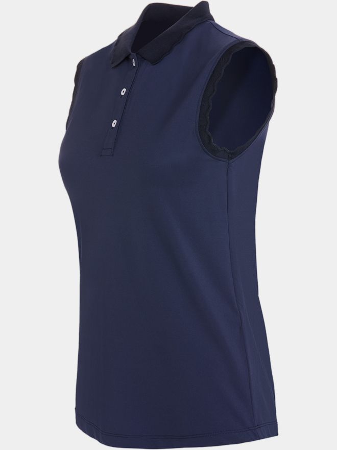 Valiente Wellen-Rib Nylon-Pique ohne Arm Polo navy
