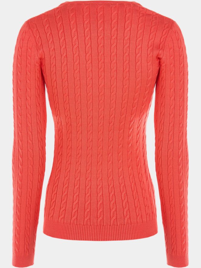 Valiente Zopf Pullover Strick koralle