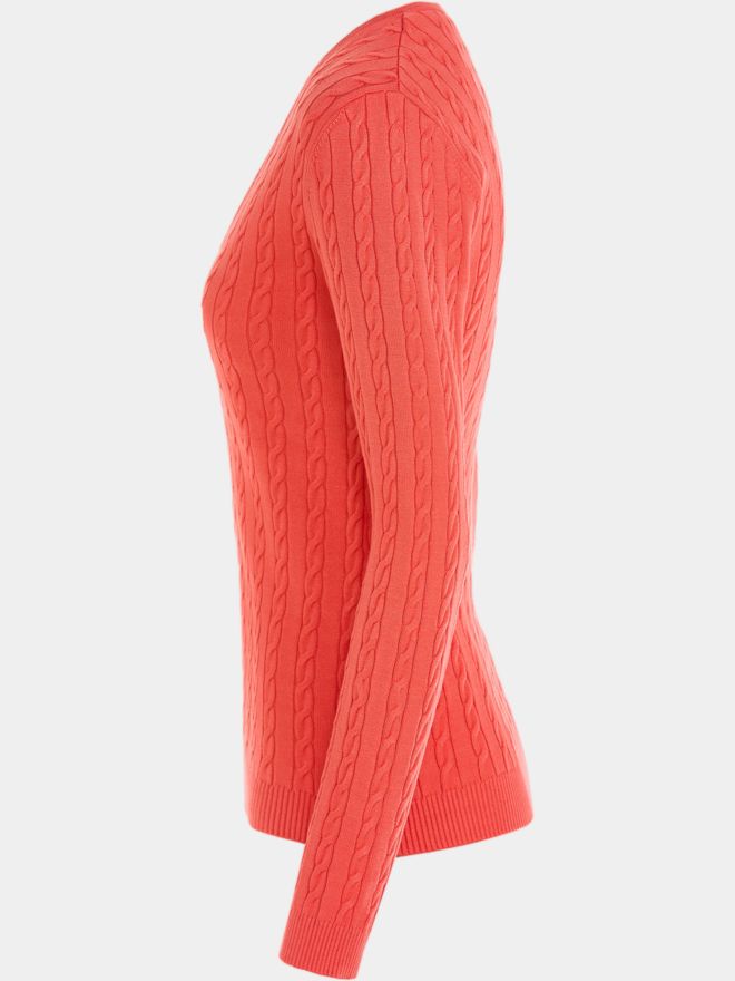 Valiente Zopf Pullover Strick koralle