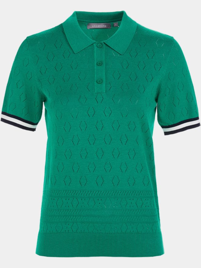 Valiente Strick Jaquard Halbarm Polo grün