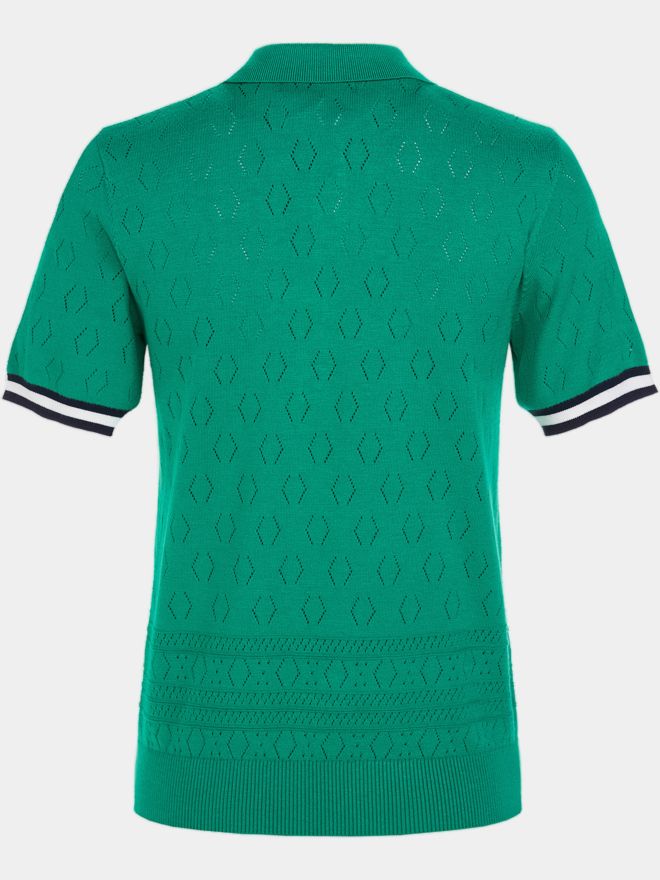 Valiente Strick Jaquard Halbarm Polo grün