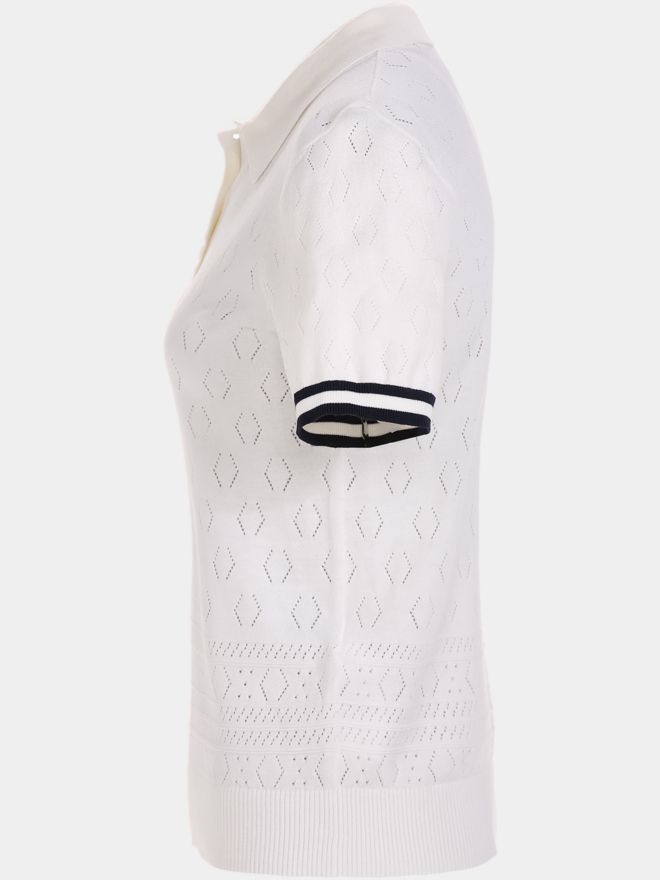 Valiente Strick Jaquard Halbarm Polo weiß