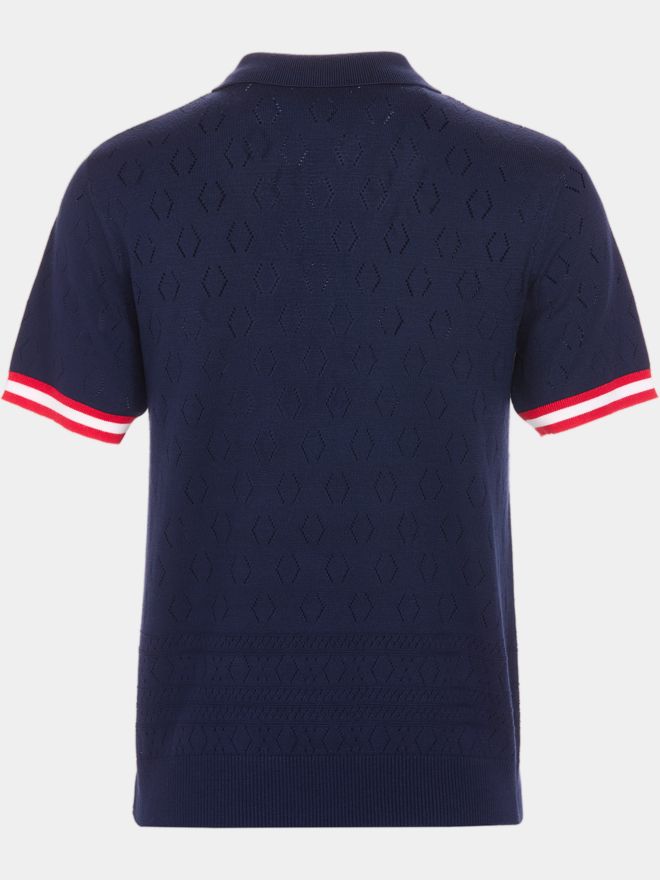 Valiente Strick Jaquard Halbarm Polo navy