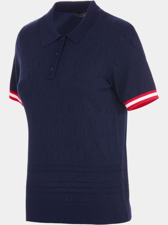 Valiente Strick Jaquard Halbarm Polo navy