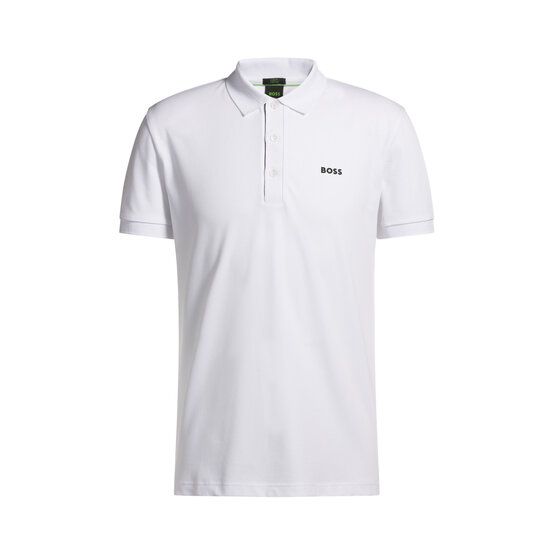 BOSS Paule Rib Halbarm Polo weiß