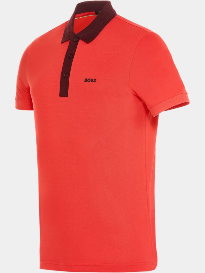 BOSS Paule Rib Polo s krátkým rukávem červená