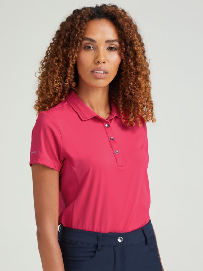 Ping Sedona Halbarm Polo pink