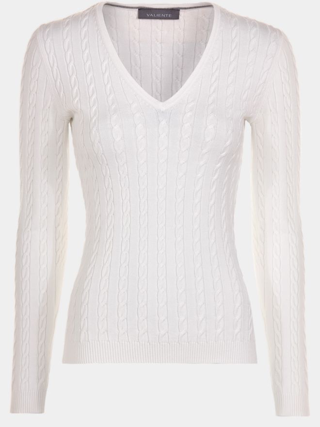 Valiente Zopf Pullover Strick weiß