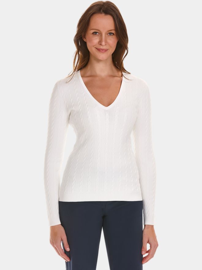 Valiente Zopf Pullover Strick weiß