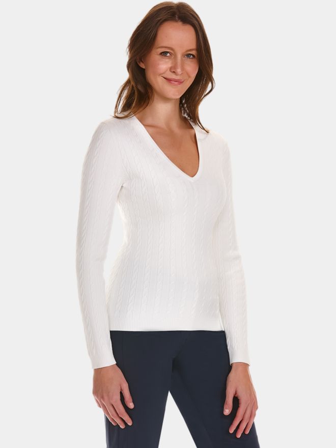 Valiente Zopf Pullover Strick weiß