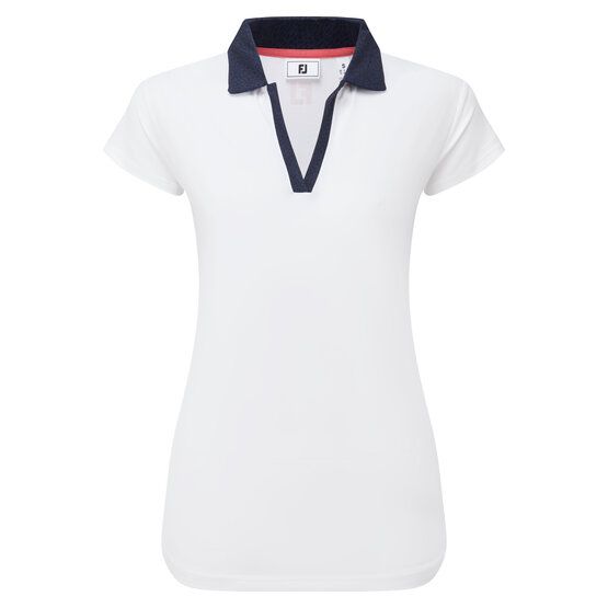 FootJoy  Cap Sleeve Print Trim Lisle Half Sleeve Polo white