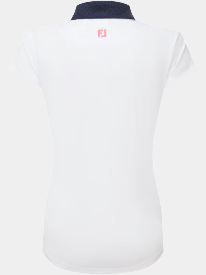 FootJoy Cap Sleeve Print Trim Lisle Halbarm Polo weiß