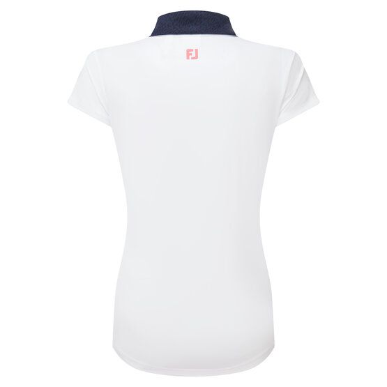 FootJoy  Cap Sleeve Print Trim Lisle Half Sleeve Polo white