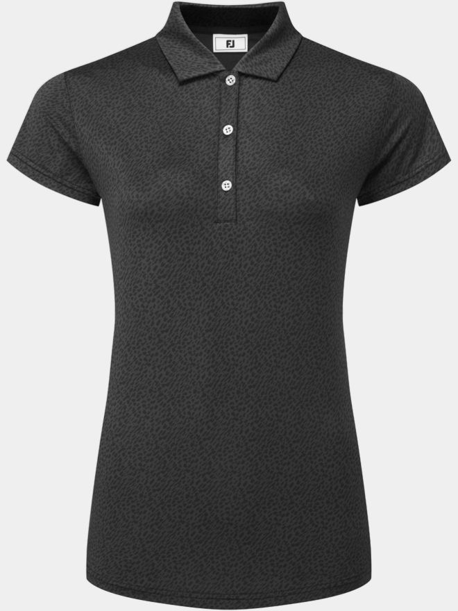 FootJoy Animal Print Cap Sleeve Shirt Halbarm Polo schwarz