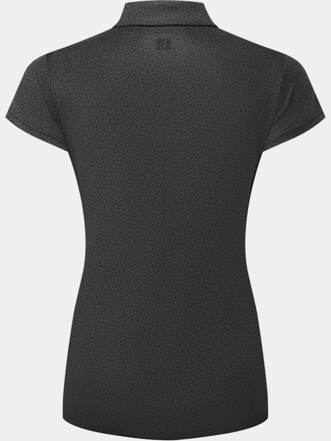 FootJoy Animal Print Cap Sleeve Shirt Halbarm Polo schwarz