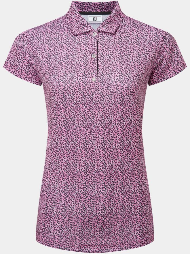 FootJoy Animal Print Cap Sleeve Shirt Halbarm Polo pink