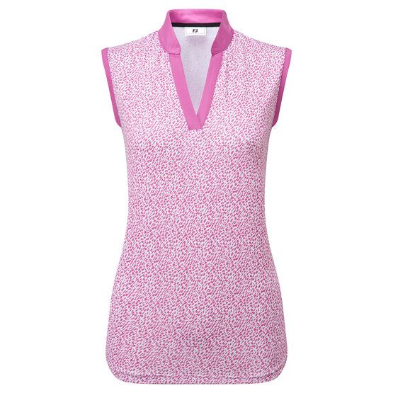 FootJoy Animal Print Open Placket ohne Arm Polo pink