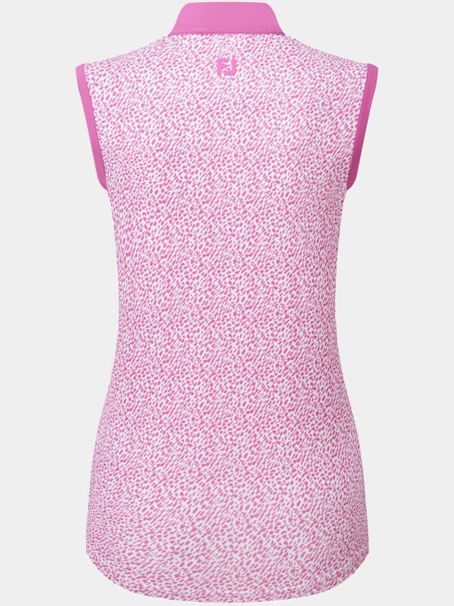FootJoy Animal Print Open Placket ohne Arm Polo pink