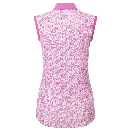 FootJoy Animal Print Open Placket ohne Arm Polo pink