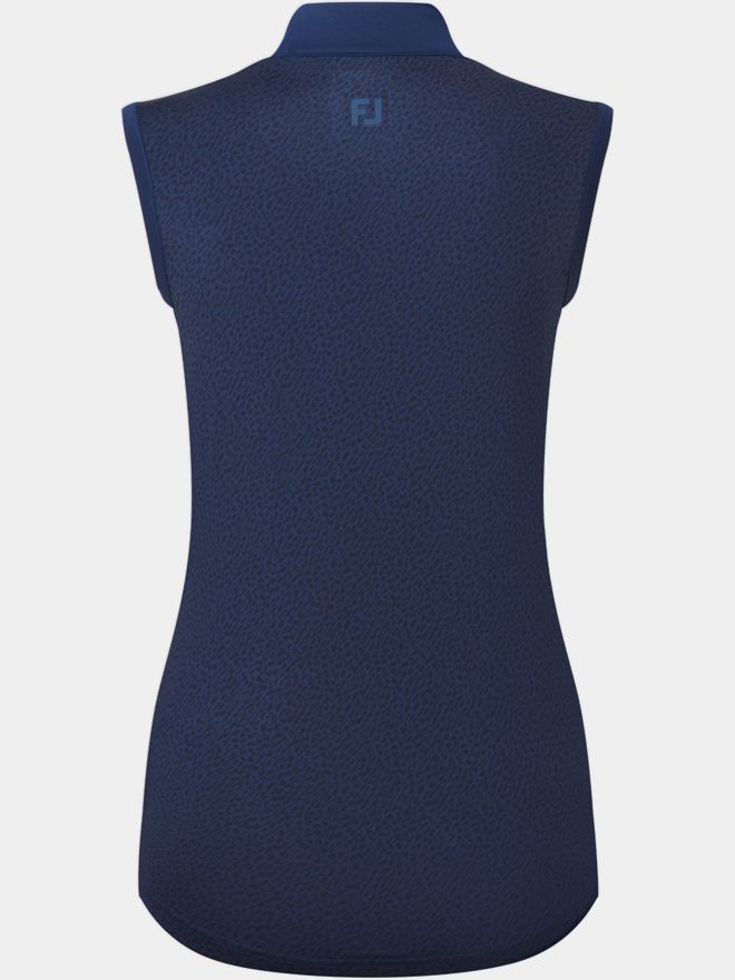 FootJoy Animal Print Open Placket ohne Arm Polo navy