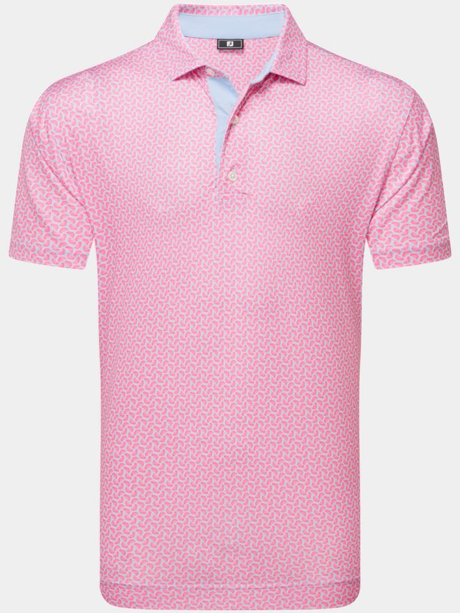 FootJoy Citrus Print Lisle Halbarm Polo pink