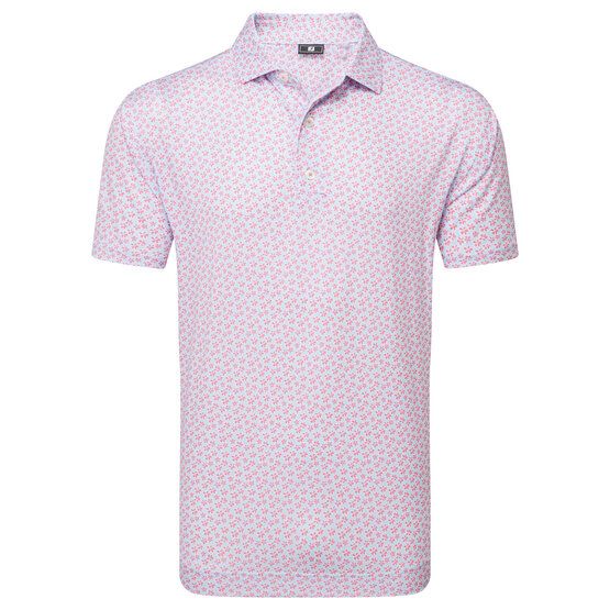 FootJoy  Floral Sketch Print Lisle Half Sleeve Polo pink