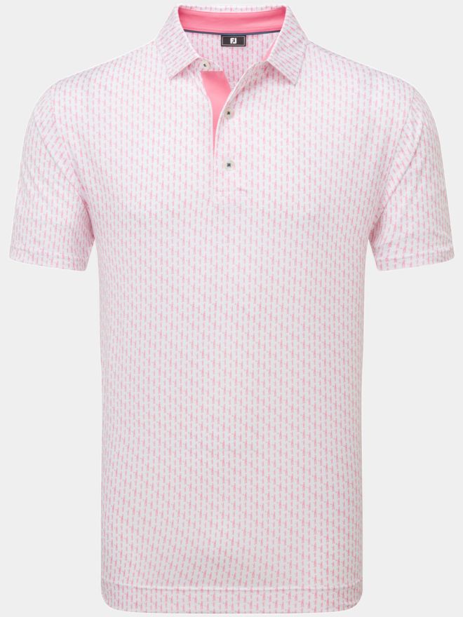 FootJoy Figure Print Lisle Halbarm Polo rosa