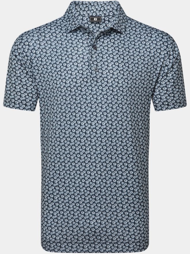 FootJoy Floral Sketch Print Lisle Halbarm Polo weiß