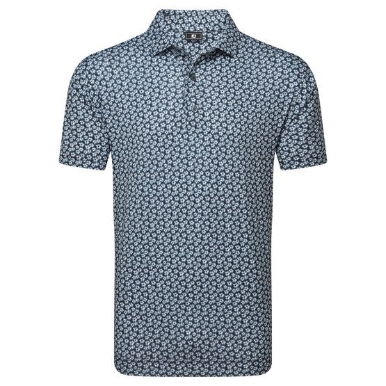 FootJoy Floral Sketch Print Lisle Halbarm Polo weiß