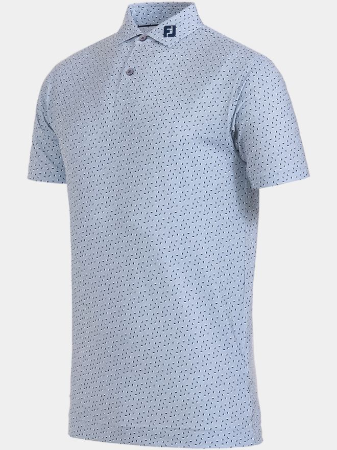 FootJoy Bounce Print Pique Halbarm Polo grau
