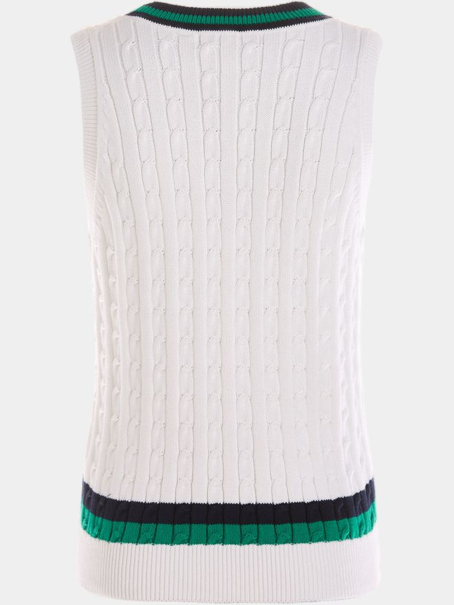 Valiente Retro Zopf Pullunder Strick offwhite