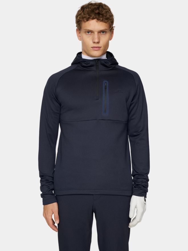 J.Lindeberg Adam Quarter Zip Hood Thermo Midlayer navy