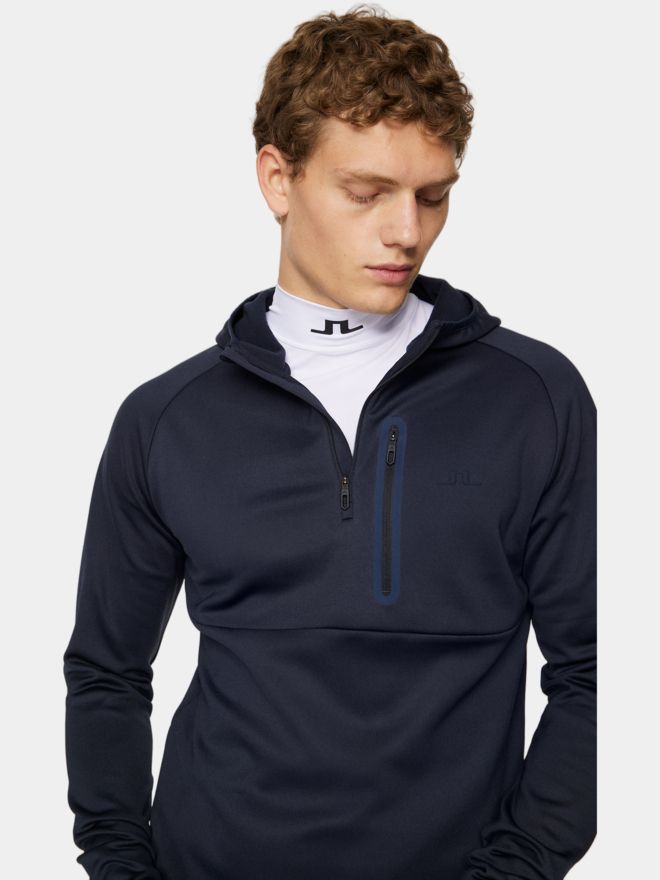 J.Lindeberg Adam Quarter Zip Hood Thermo Midlayer navy