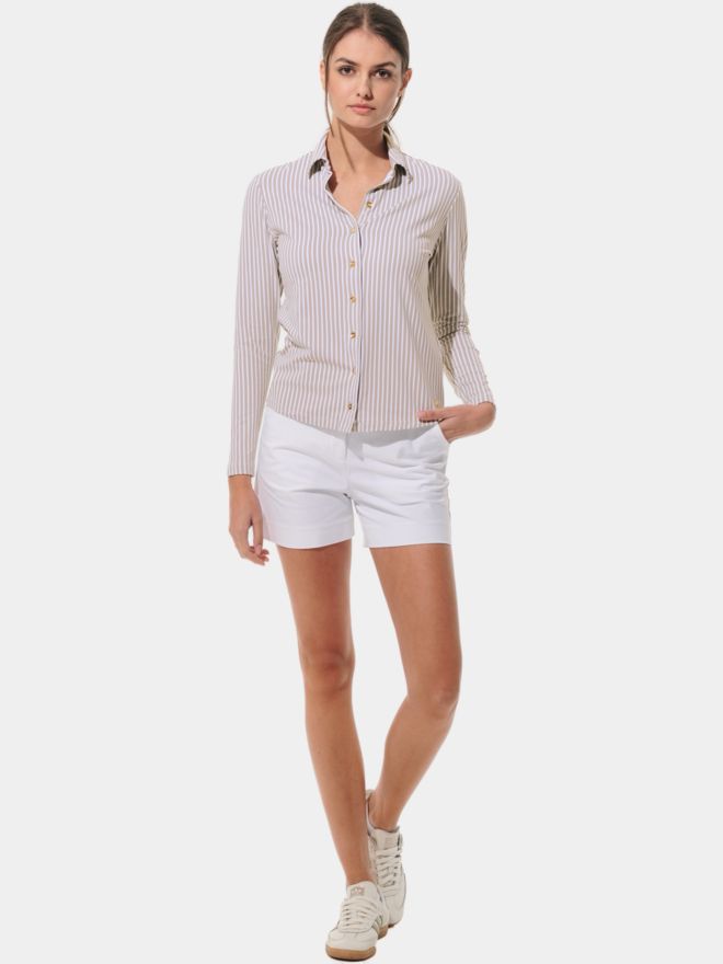 MDC Button Down Langarm Polo sand