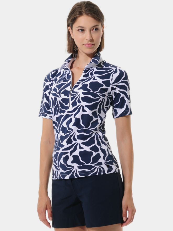 MDC Zip Halbarm Polo navy