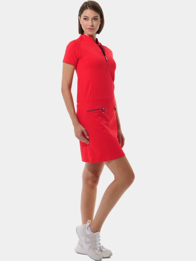 MDC Zip Halbarm Kleid rot