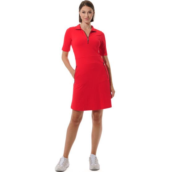 MDC Zip Golf Halbarm Kleid rot