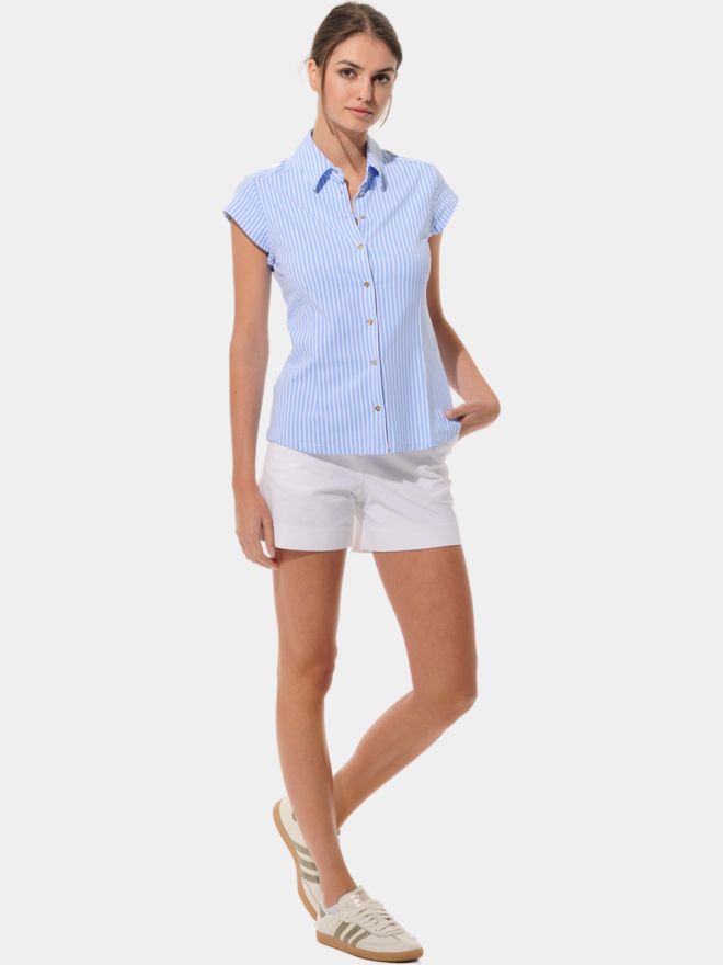 MDC Cap Sleeve Button Down Halbarm Polo hellblau