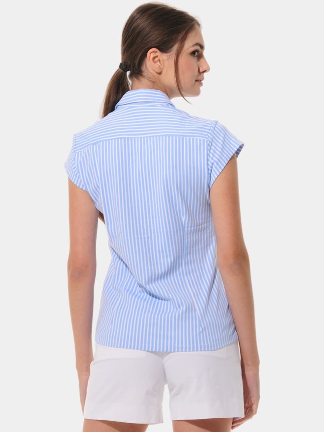 MDC Cap Sleeve Button Down Halbarm Polo hellblau