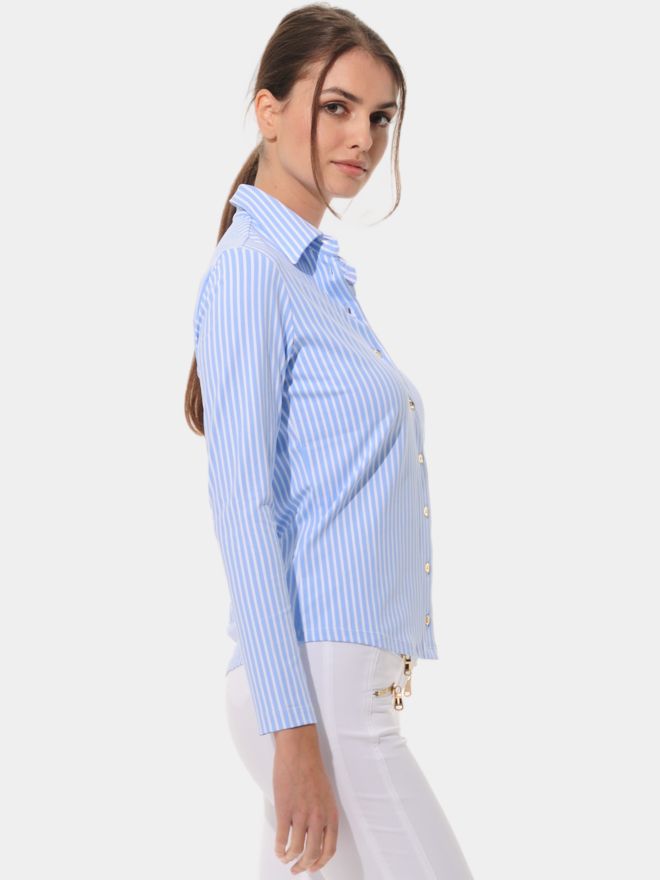 MDC Button Down Langarm Polo hellblau
