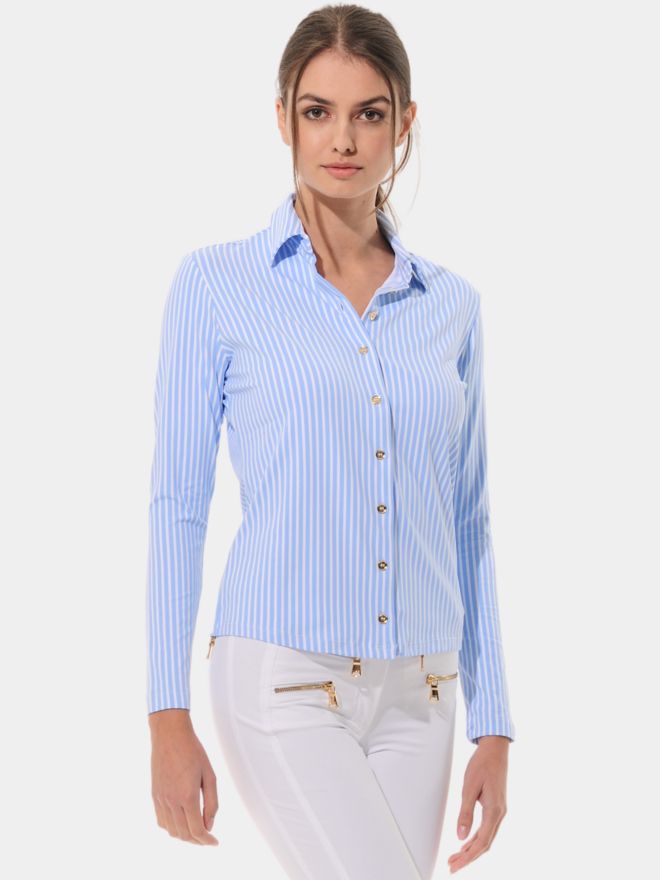 MDC Button Down Langarm Polo hellblau