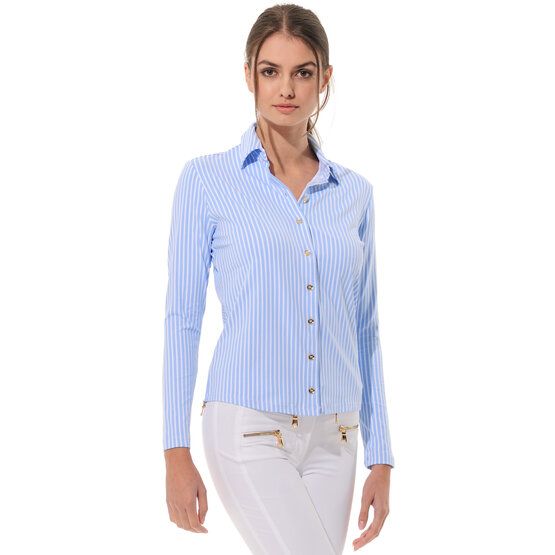 MDC Button Down Langarm Polo hellblau