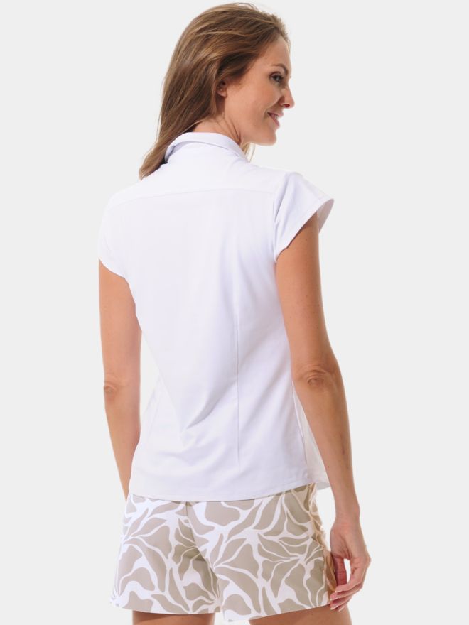 MDC Cap Sleeve Button Down Halbarm Polo weiß