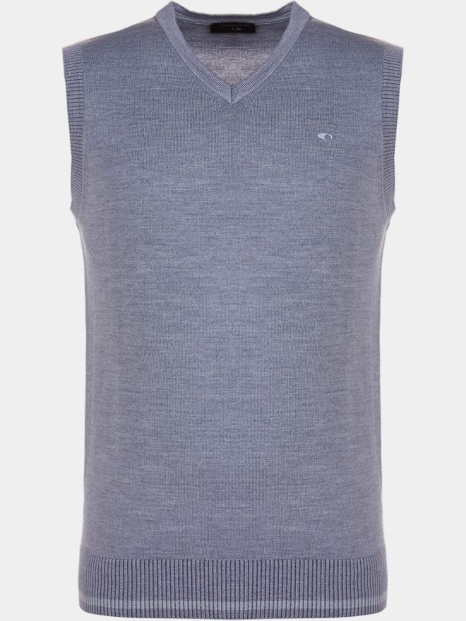 Daniel Springs basic slipover Pullunder Strick hellgrau melange